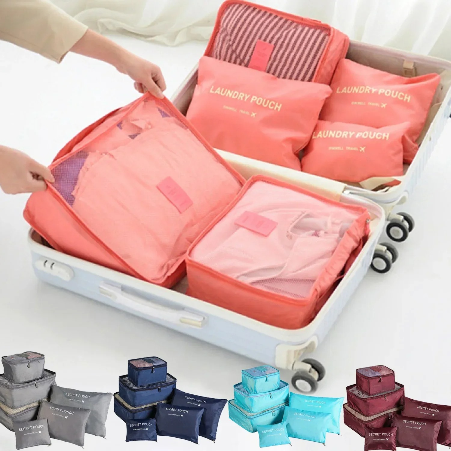 Luggage Cover Protector - 6pcs Set Travel Storage Bags Suitcase