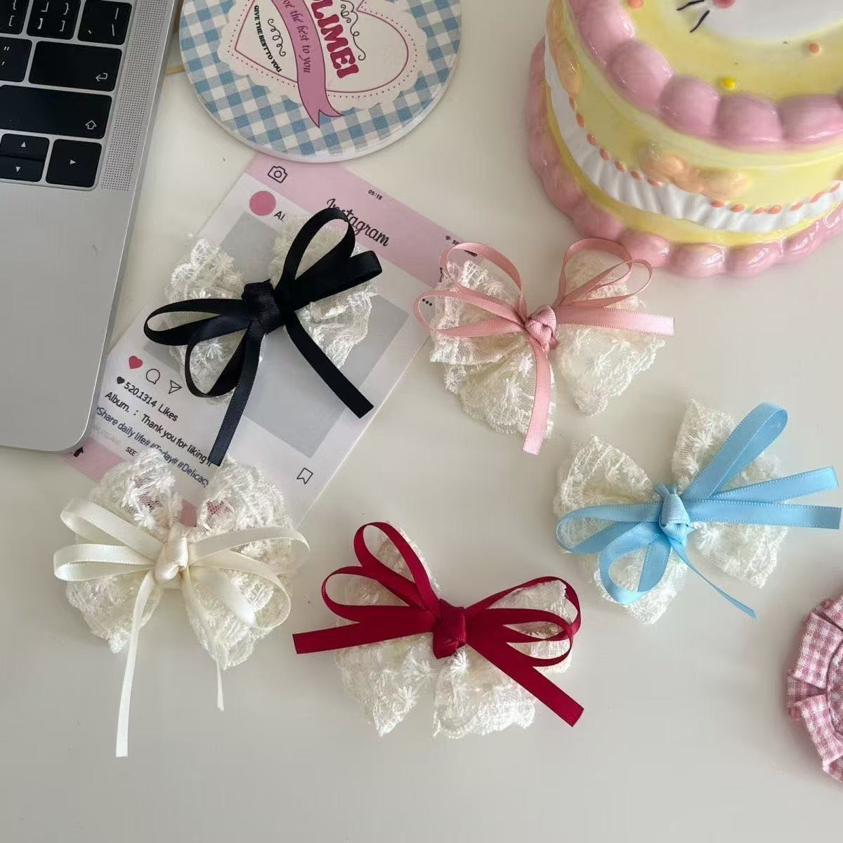 2Pcs Elegant Lace Bow Hairpins - Travel Accessories Aesthetic review and price