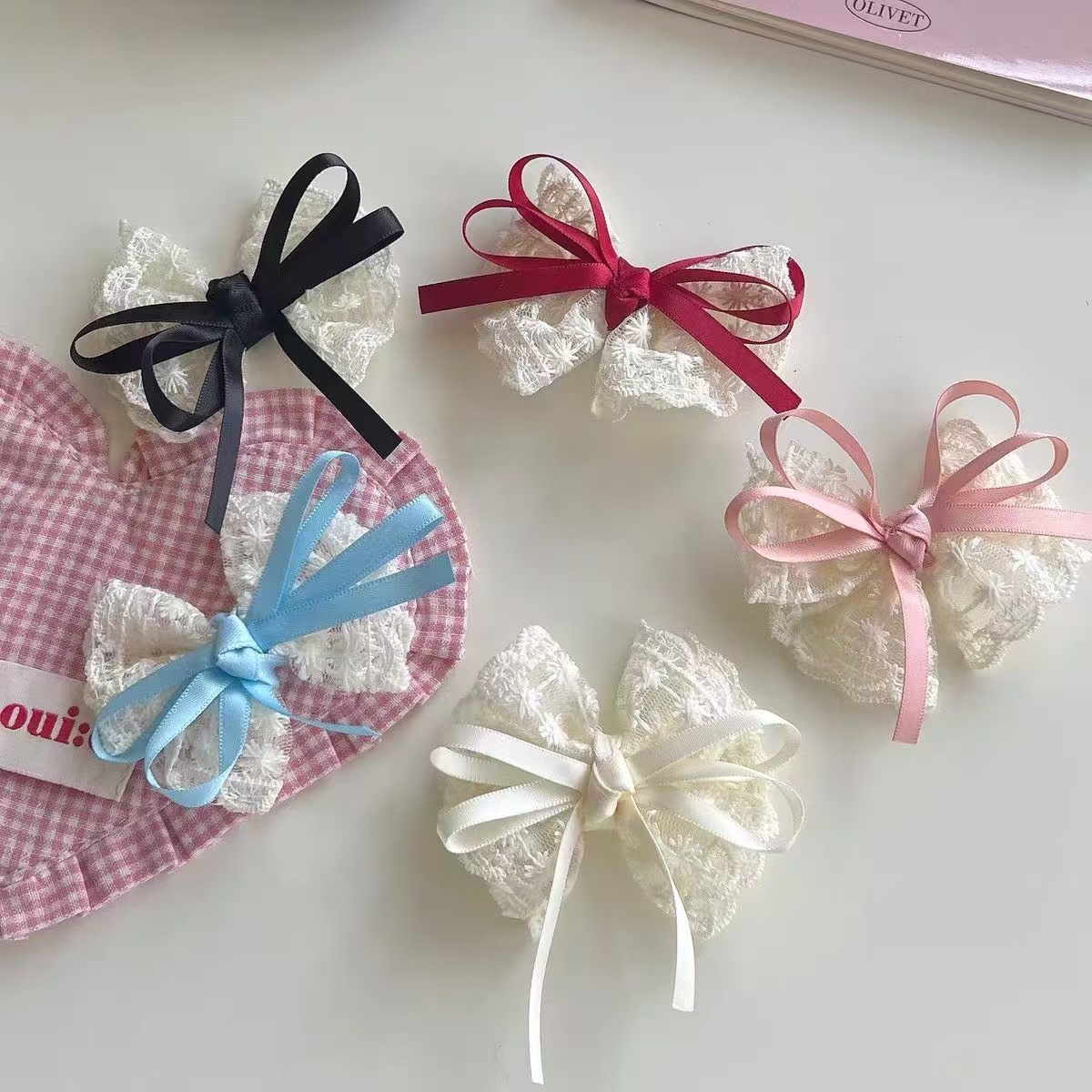 2Pcs Elegant Lace Bow Hairpins - Travel Accessories Aesthetic review and price