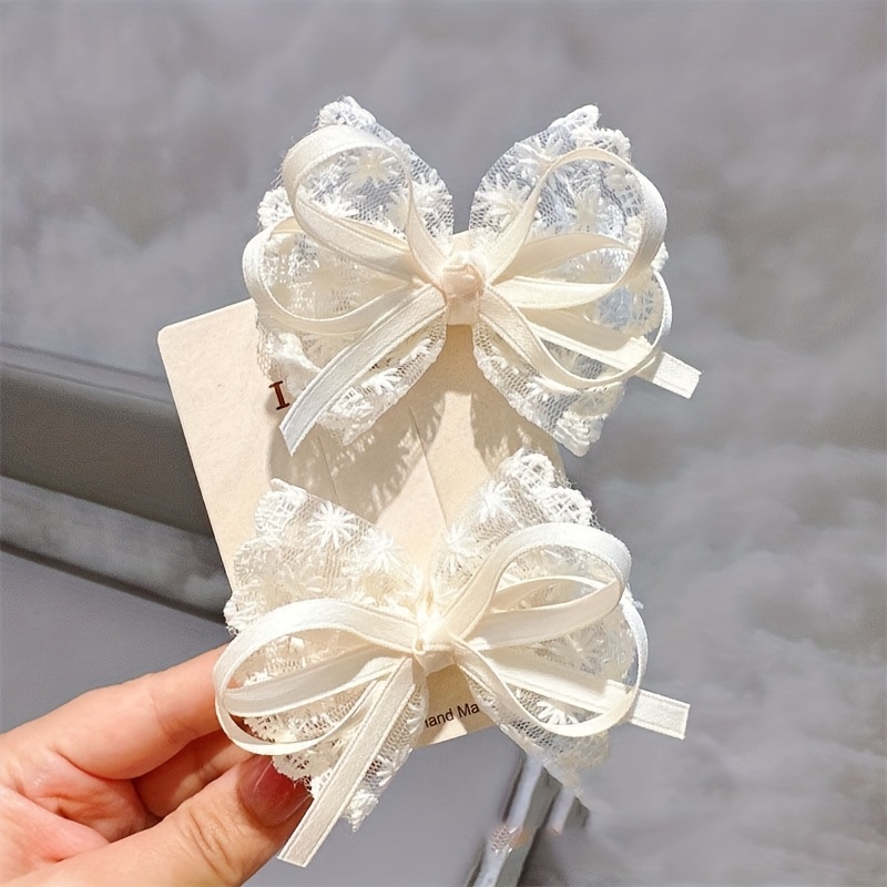 2Pcs Elegant Lace Bow Hairpins - Travel Accessories Aesthetic review and price