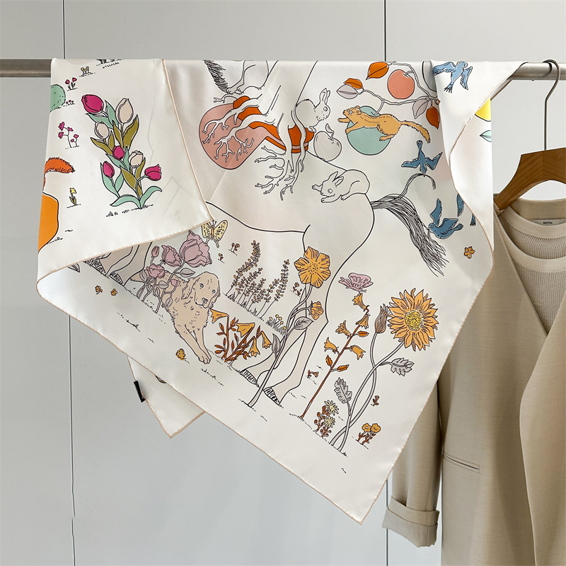 AB Faced Print Silk Scarf 18MM - Travel Accessories Aesthetic review and price